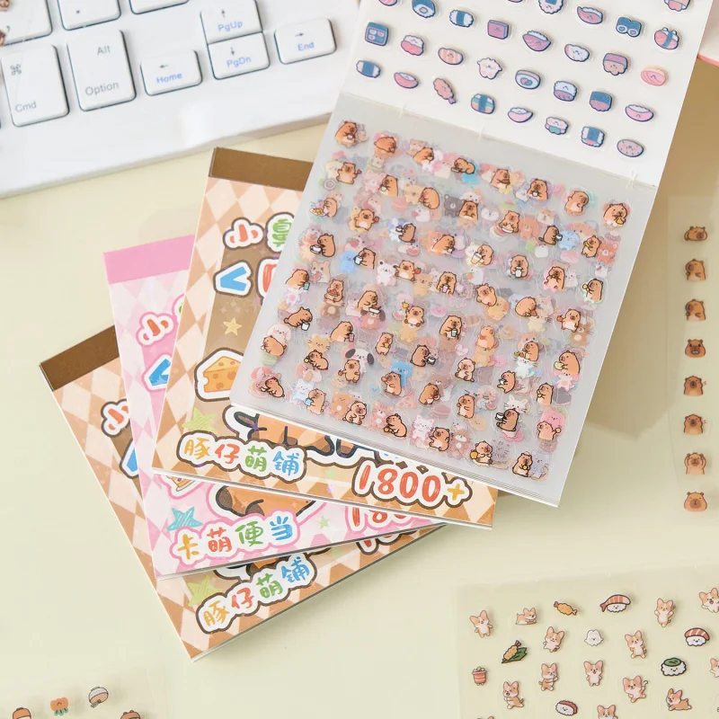 28-Piece Adorable Cartoon Guinea Pig Mini Stickers, Cute Illustrations of Guinea Pigs Eating Carrots & Playing