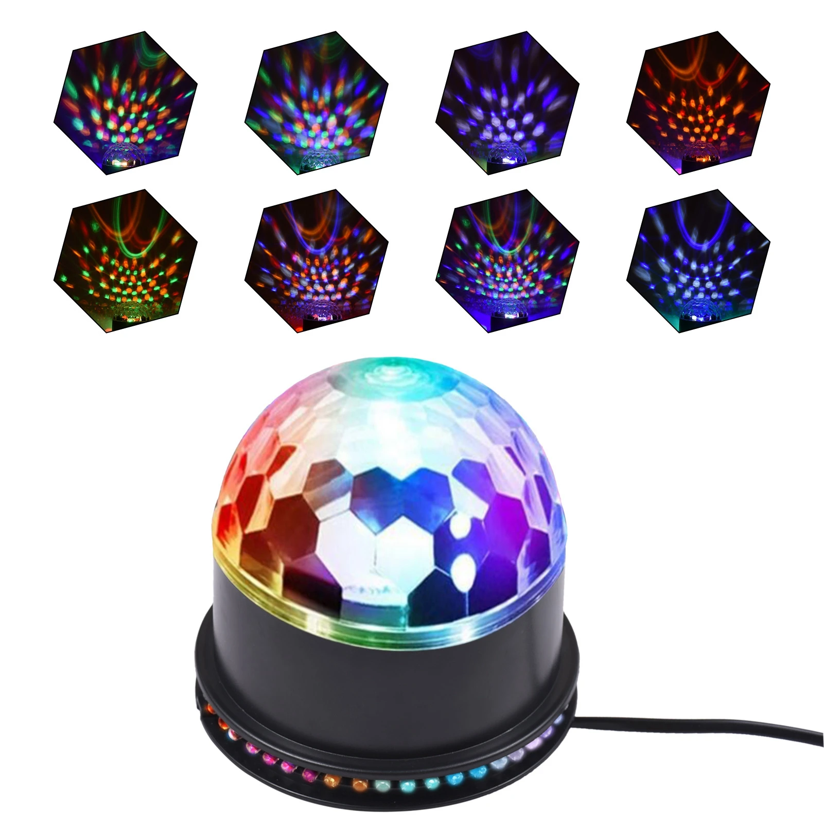 Mini Disco Light Colors Stage Ball Lamp Sound Control Night Light Projector Projection Rotating Lights Atmosphere Lamp Plug&Play