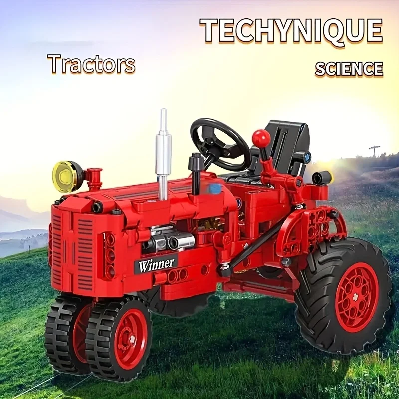 

Tractor building block set, educational vehicle model construction kit, made of ABS plastic. It is also a decorative ornament, a
