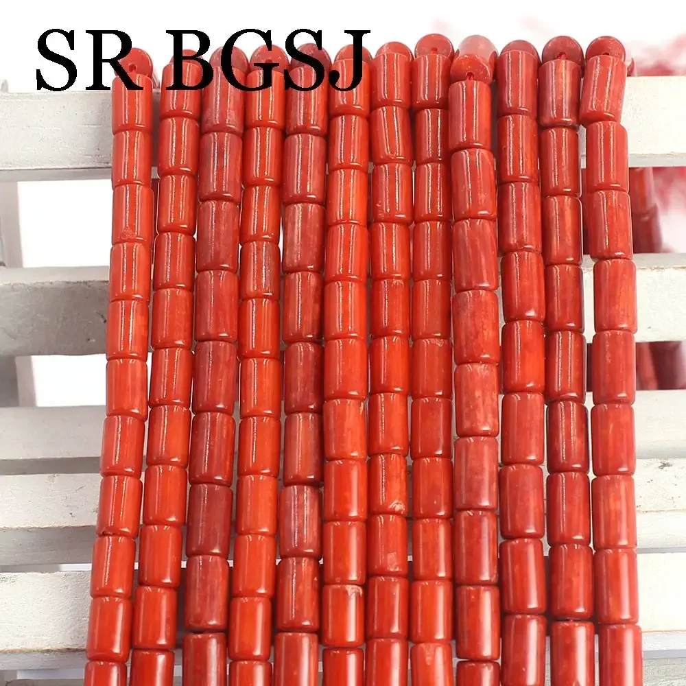 3x9mm Natural Column Orange Sardin Sea Bamboo Coral Small  Beads Jewelry Necklace Bracelets DIY Making 15\