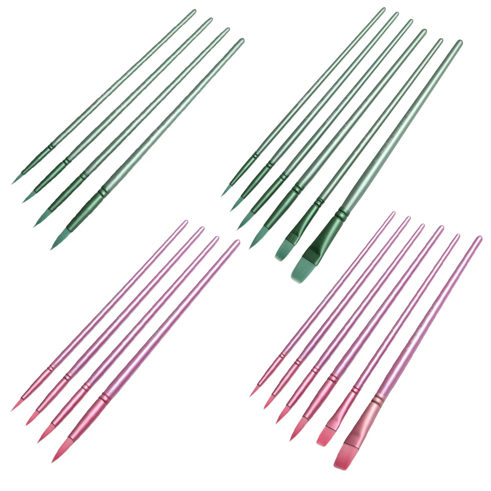 

6 шт. набор акварельных кистей с заостренной круглой плоской головкой, мягкие волосы, искусство для начинающих, студенческий рисунок, акварельный нейлоновый материал для рисования