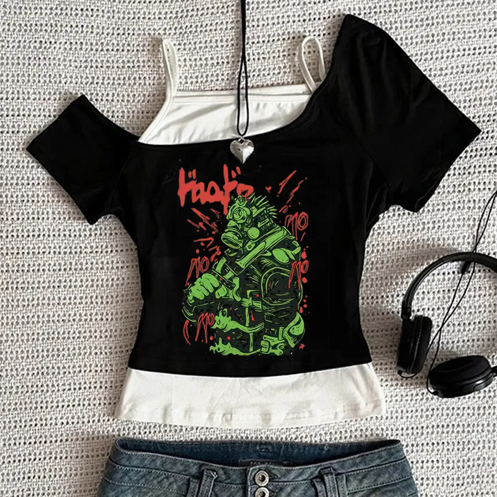 Dorohedoro crop top female streetwear grunge cute dollette party tshirt emo korean fashion cheap