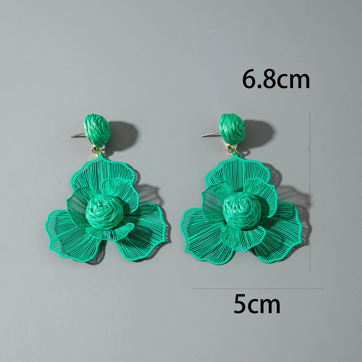Tocona Fashion Lafite Grass Green Flower Pendant Earrings Personalized Trendy Jewelry Women's Summer Daily Vacation Accessories