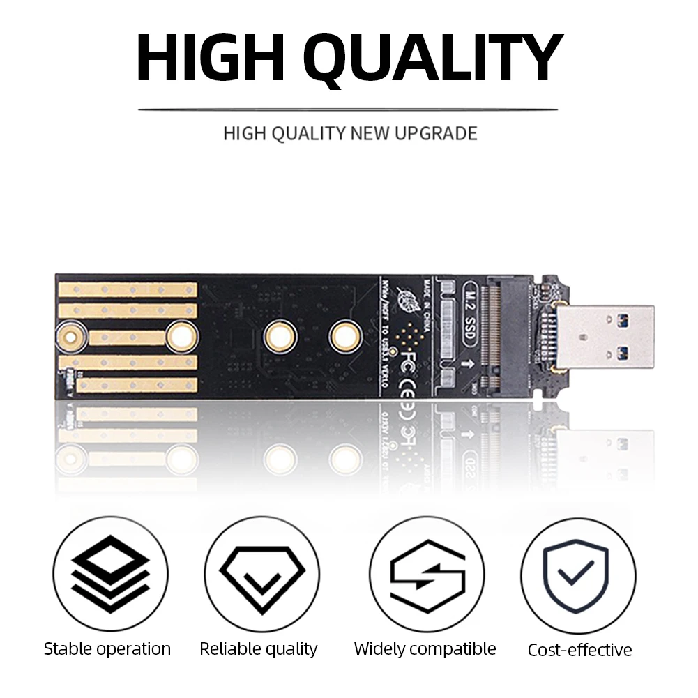 M.2 ke adaptor tipe-c USB M B Key M.2, konverter adaptor SSD SATA NGFF NVME Dual Protocol M2 ke USB 3.1 papan kartu Riser M.2 SSD