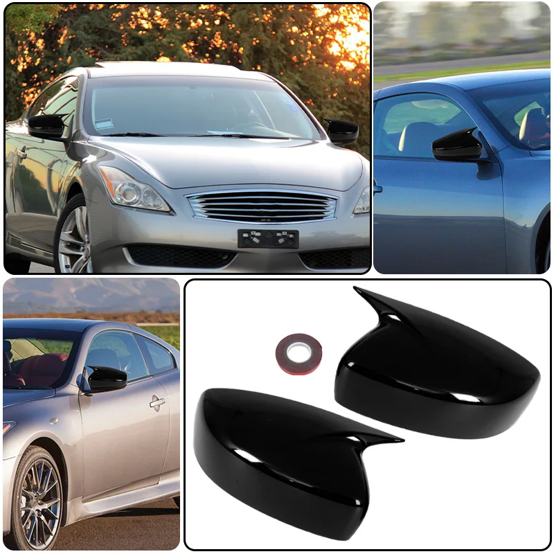 1 Pair Rearview Mirror Cover Housing OX Horn For Infiniti G25 G37 Q40 Q60 2008-2015 Side Wing Mirror Cap Replacement Accessories