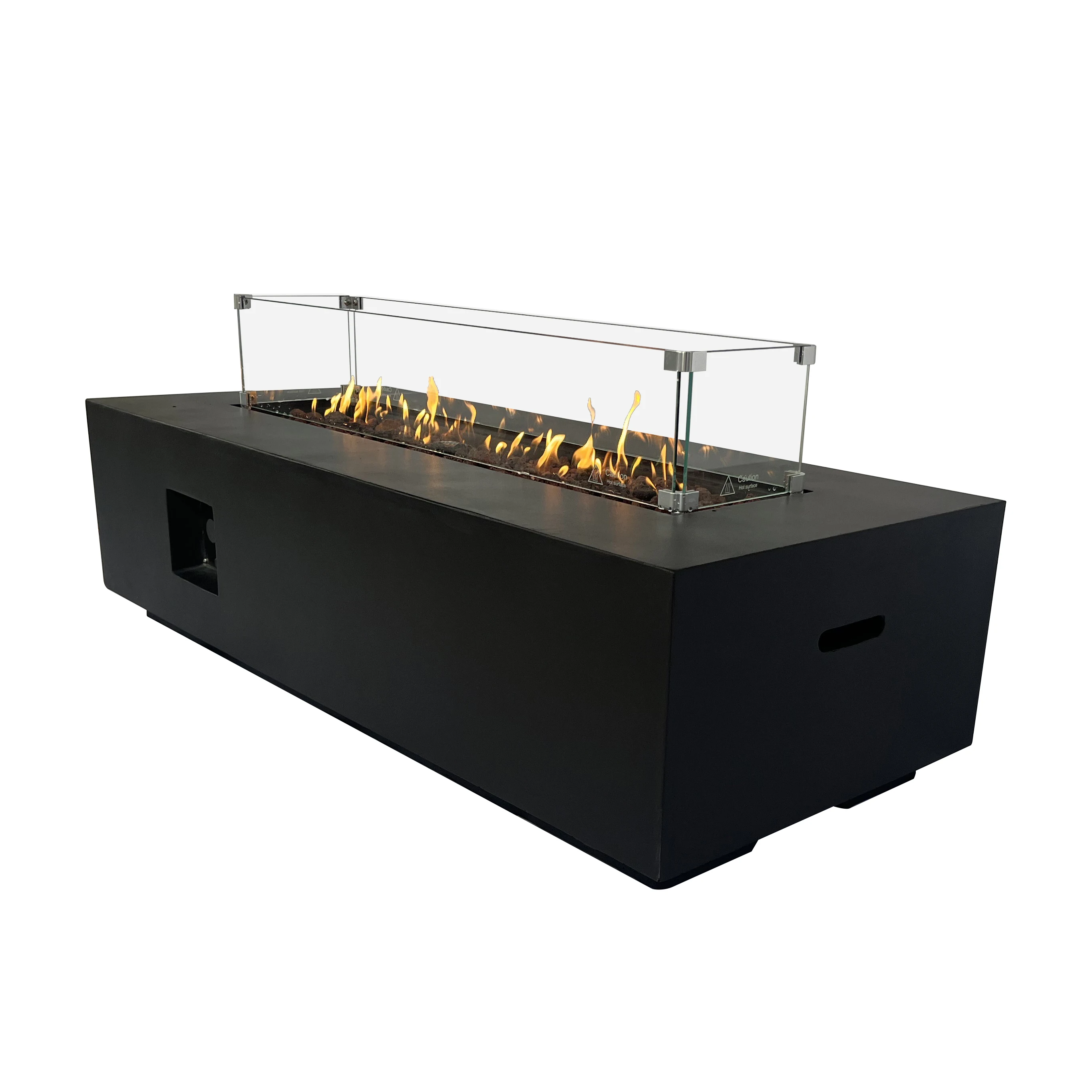 Customized Modern Portable Fireplace Concrete Rectangle Gas Fire Pit for Outdoor Heating