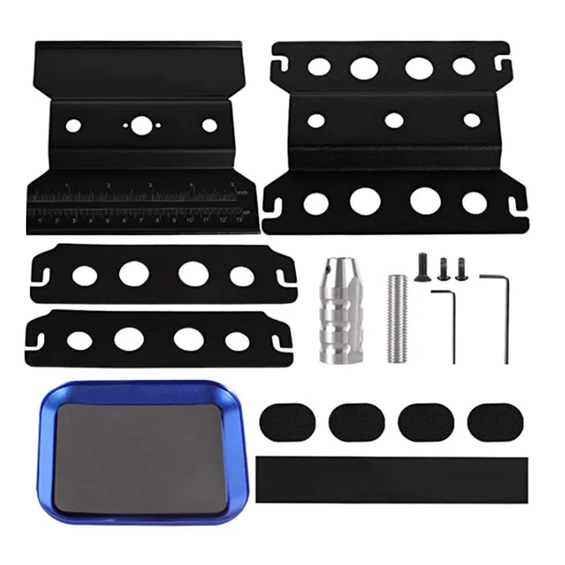 Excelente estación de trabajo de reparación de soporte de coche RC, elevación de rotación de 360 grados, bandeja inferior con tornillo para 1/10 1/8 TRX-4 SCX10 D90 rojo