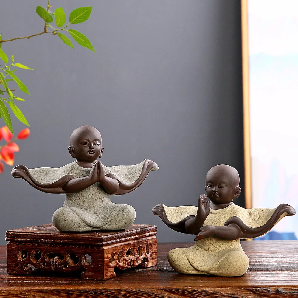 

Creative Purple Sand Small Monk Tea Pet Ornament Home Zen Small Shamisen Indoor Jewelry Tea Table Accessories