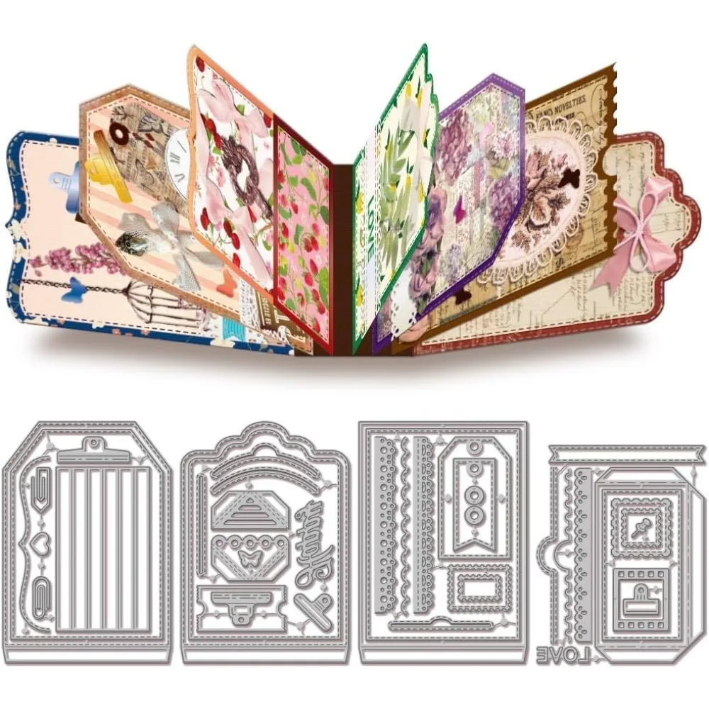 Fotoalbum Buchecken Stanzformen für die Kartenherstellung, Clip-Albumrahmen, gestanzte Etikettenrahmen, Stanzformen für DIY Scrapbookin