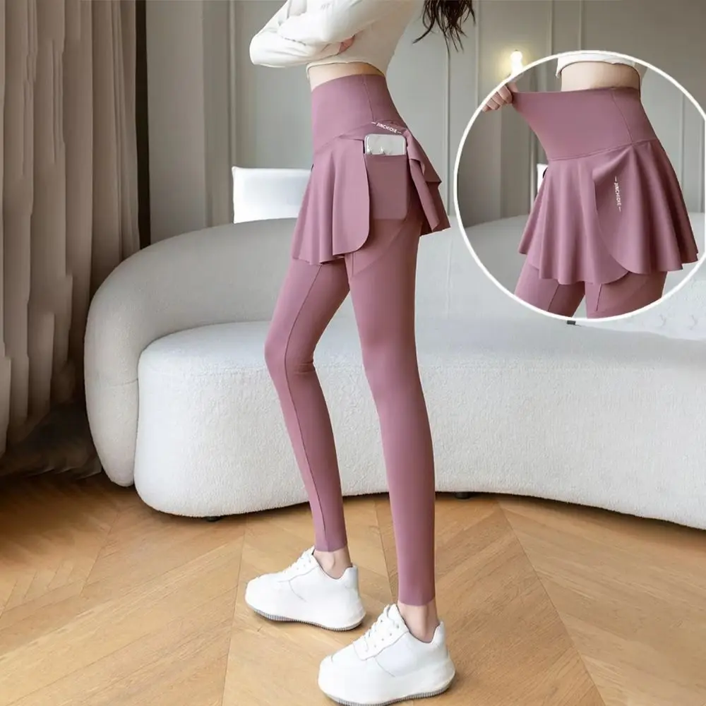 Side Pocket Fitness Legging High Waist with Pocket Elastic Leggings Skinny Thickened Sports Yoga Pants Hip Lifting