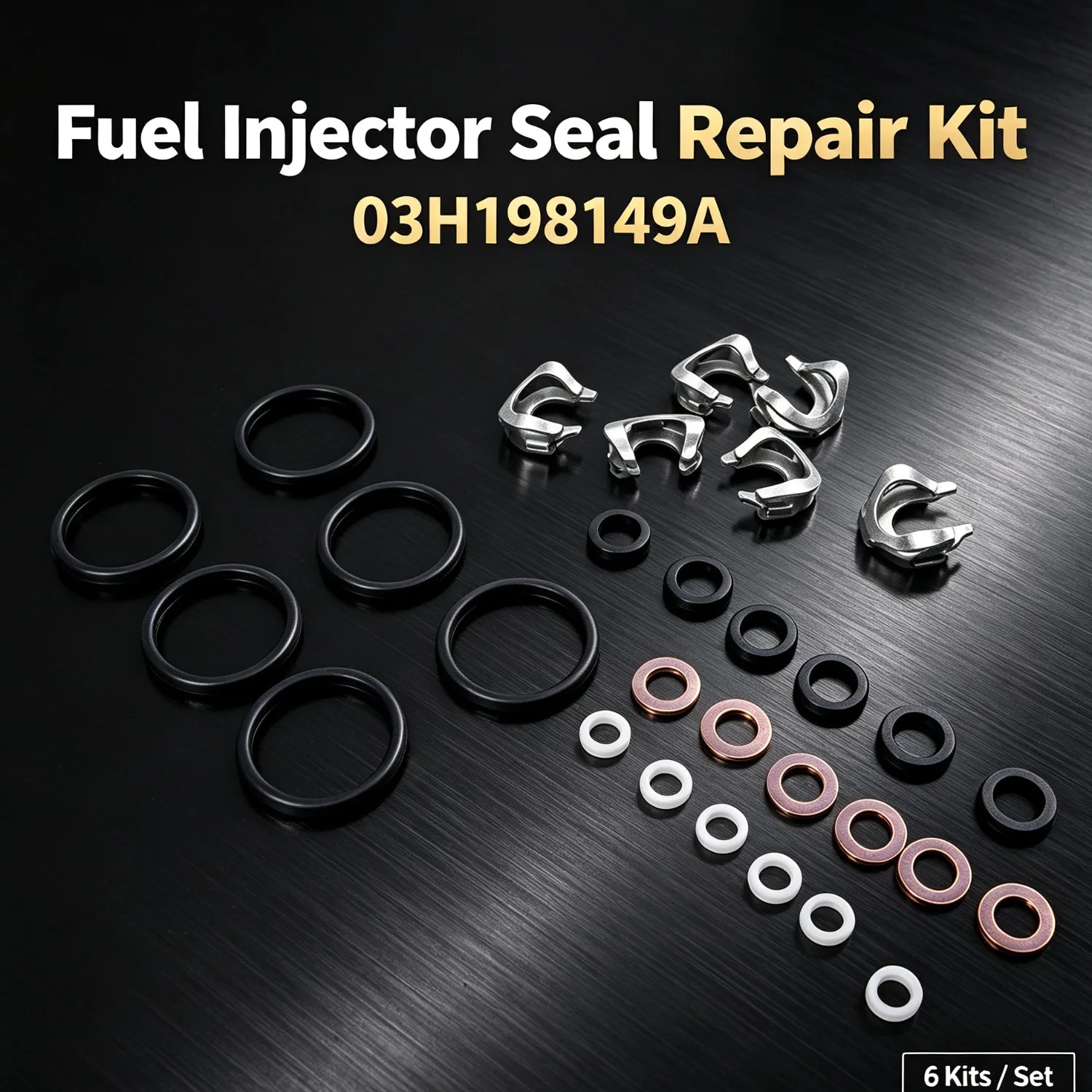 6PCS 03H198149A Oil Heater Repair Kit O-ring Seal 03H198149 95511091000 03H906036E 95511091100 Audi Q7 Volkswagen Passat CC
