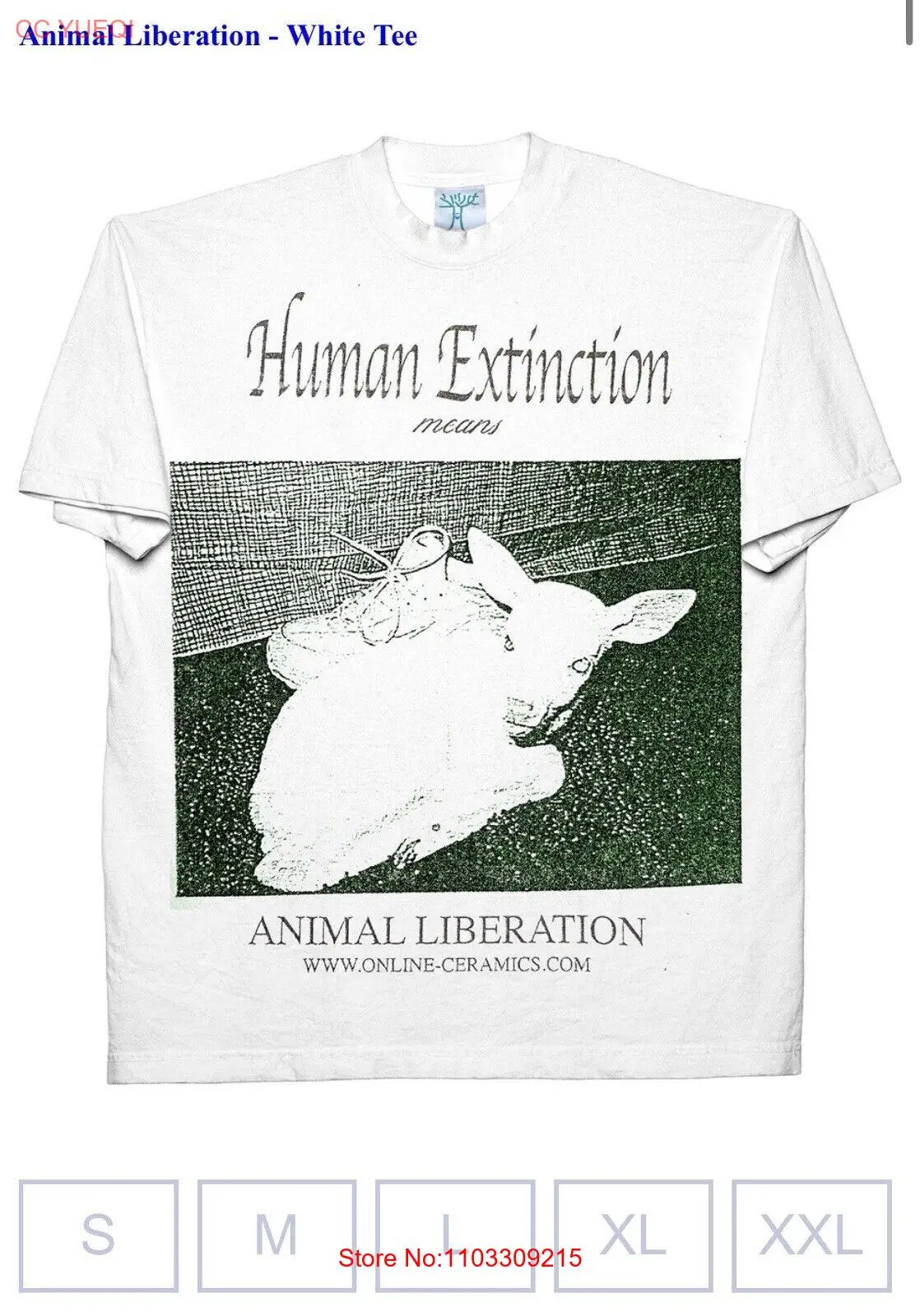 Online Ceramics Human Extinction Animal Liberation Shirt Large A24 Vegan PETA