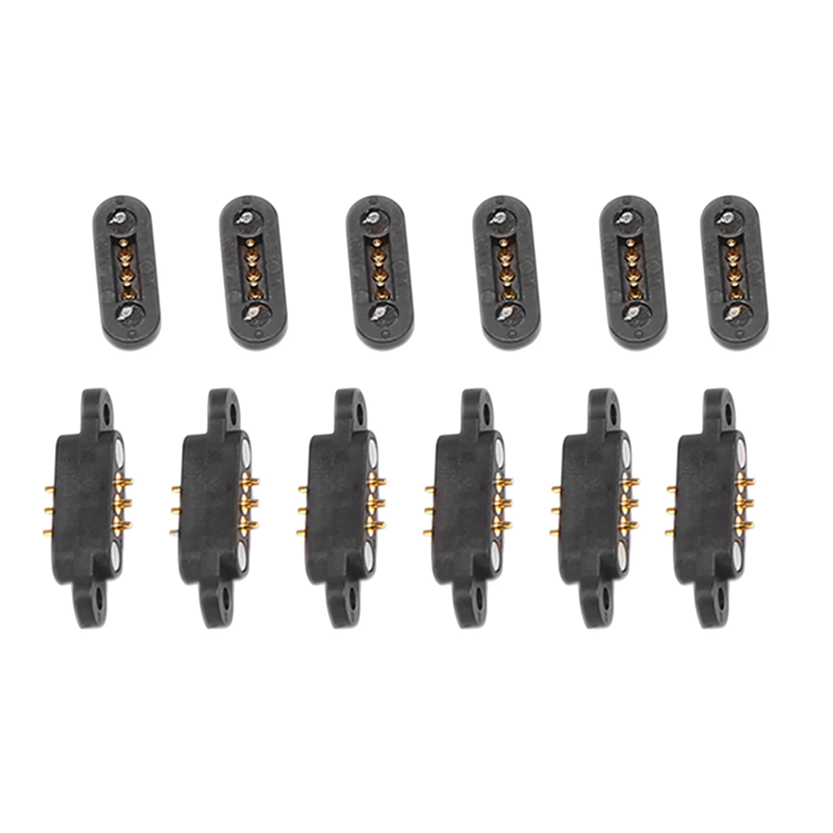 6 Pairs Spring Loaded Magnetic Pogo Pin Connector 3 Positions Magnets Pitch 2.3MM Through Holes Male Female Probe