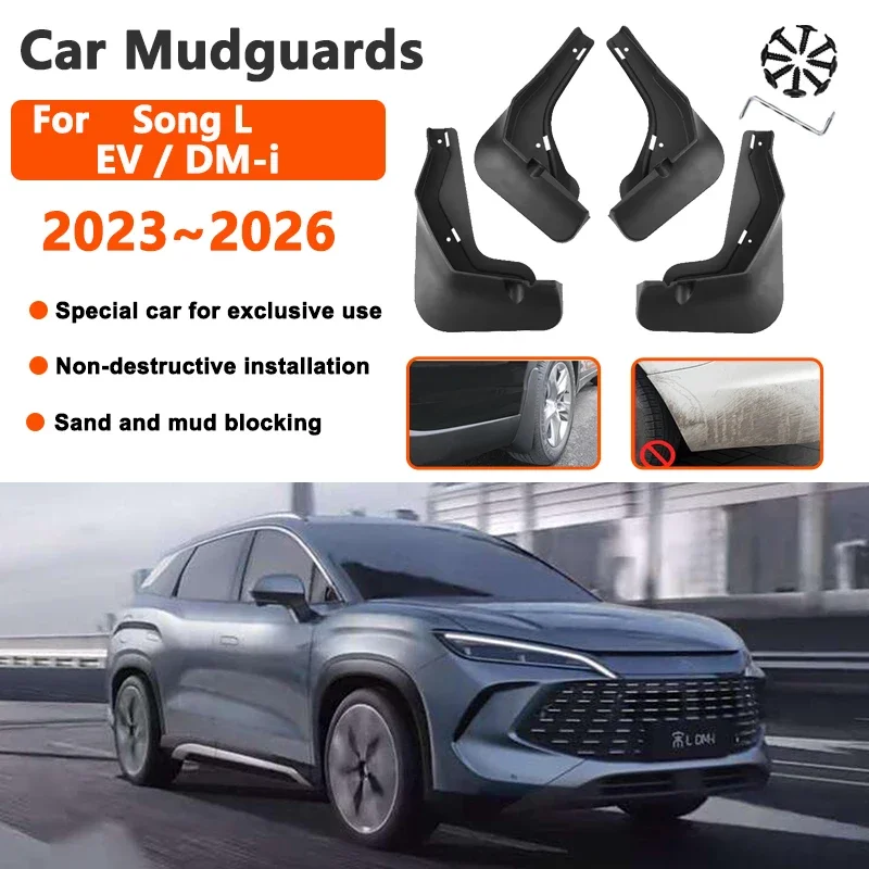 

Автомобильные брызговики для BYD Song L DM-i Song L EV 2023 2024 2025 2026, автомобильные брызговики, брызговики, защита от царапин, автомобильные аксессуары