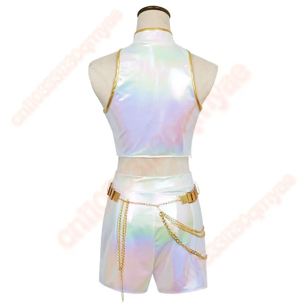 성인 어린이 Kpop 악마 헌터 루미 코스프레 의상 탑 반바지 여성용 역할 놀이 의상 할로윈 카니발 변장 슈트