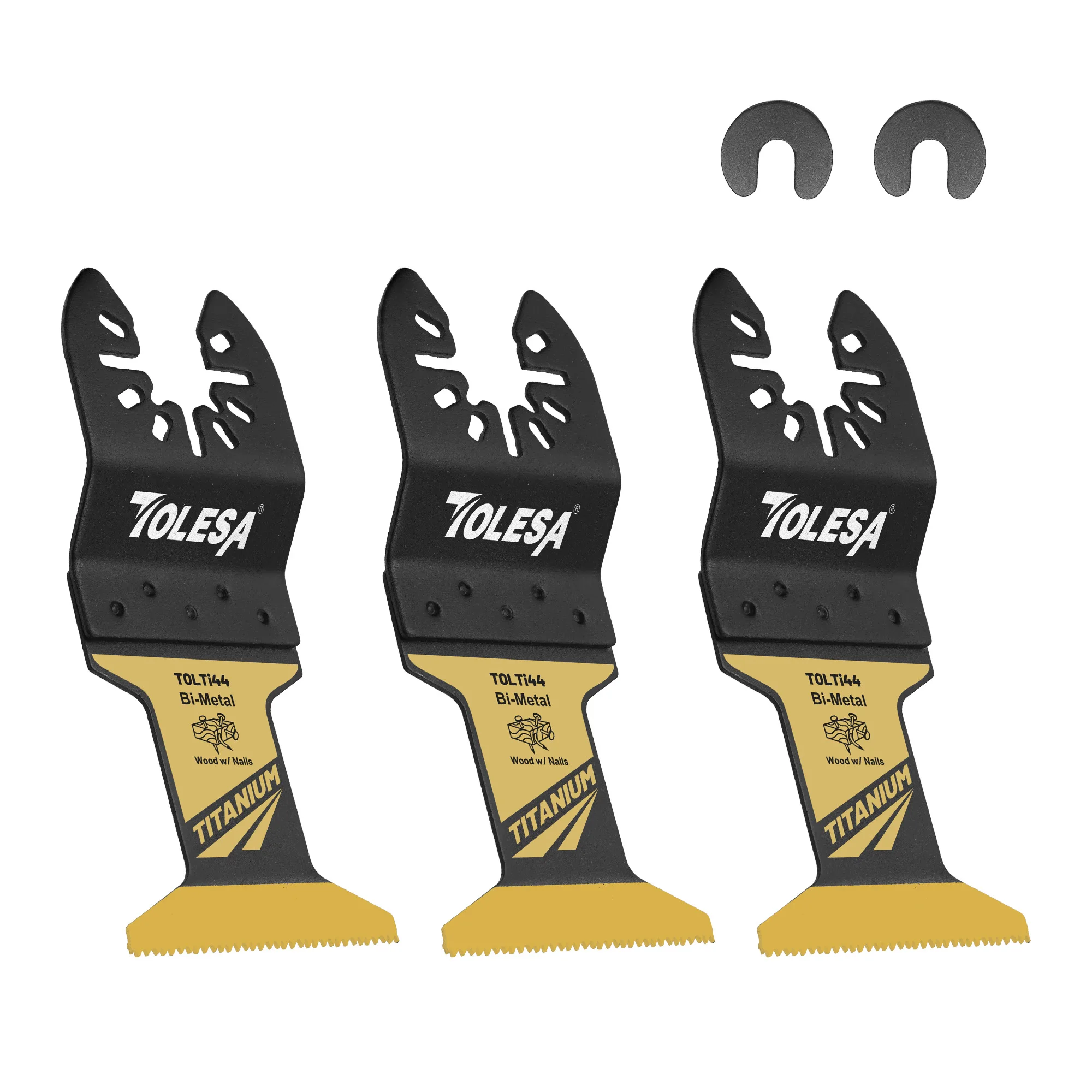 TOLESA 3PCS Titanium Oscillating Saw Blades, Oscillating Multitool Blades, Bi-Metal Saw Blades, Clean Cut for Metal, Wood, Nails