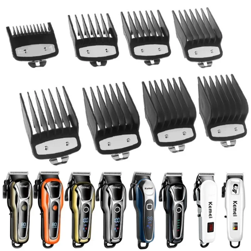 Hair Clipper Limit Comb Guide Attachment Size Barber Replacement 1.5/3/4.5/6/10/13/19/25/mm 8pcs Set For Kemei  KM-1990 PG1990