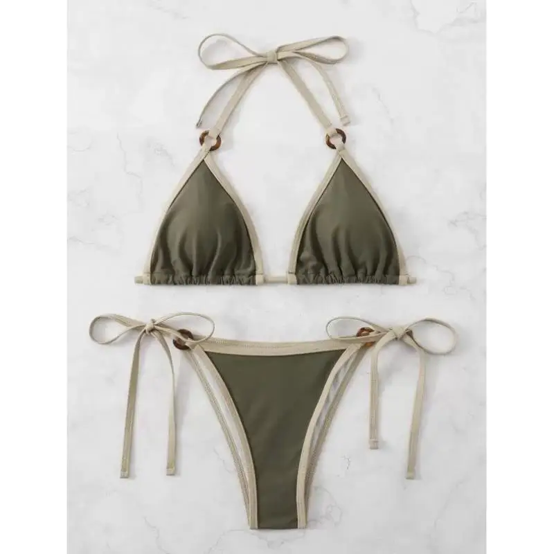 

Pure Color Bikini Set N 207 Beach Ladies Faion Accory Matching Casual Sportswear Seven Sve Length Autumn Season