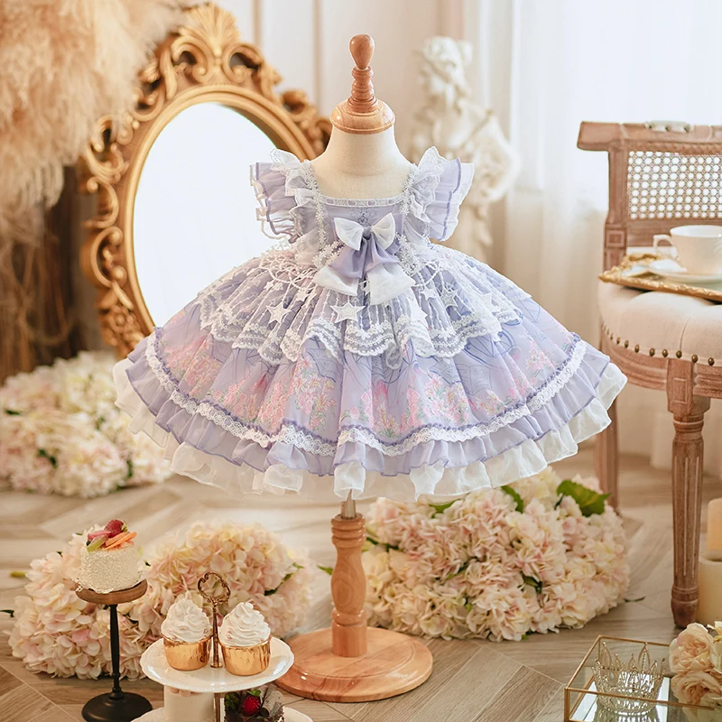 2023 Spanish Girls Royal Dress Baby Birthday Party Dresses Kids Toddler Girl Lolita Princess Ball Gown Infant Boutique Clothing