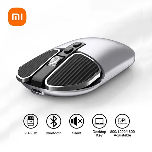 Ratón inalámbrico Xiaomi de 2,4 GHz, tecla de escritorio antideslizante, 1600 DPI, ajustable, recargable por USB, modelo Dual, ratón de oficina silencioso, Windows