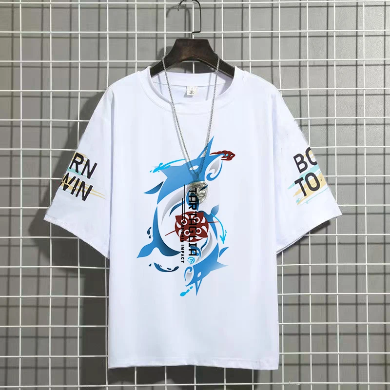 Genshin Impact Tartaglia Hu Tao Ganyu Kamisato Ayaka Anime bedrucktes T-Shirt Unisex Harajuku Retro T-Shirt Top Damen Kurzarm