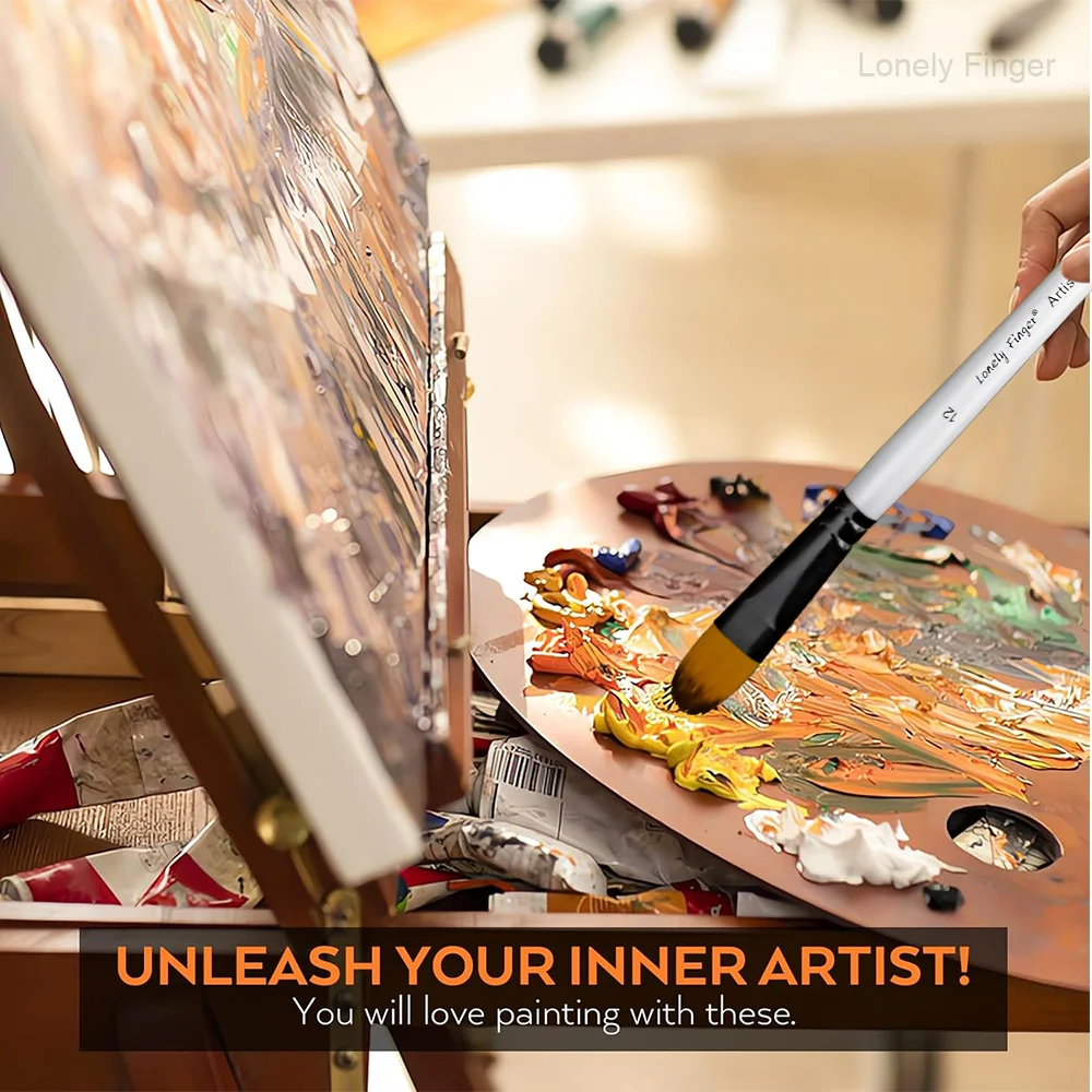 مجموعة فرش طلاء فيلبرت، 6 قطع من فرش الرسم الفنية لطلاء الغواش بألوان مائية وزيت الأكريليك، فرشاة طلاء فنية من النايلون الفاخر