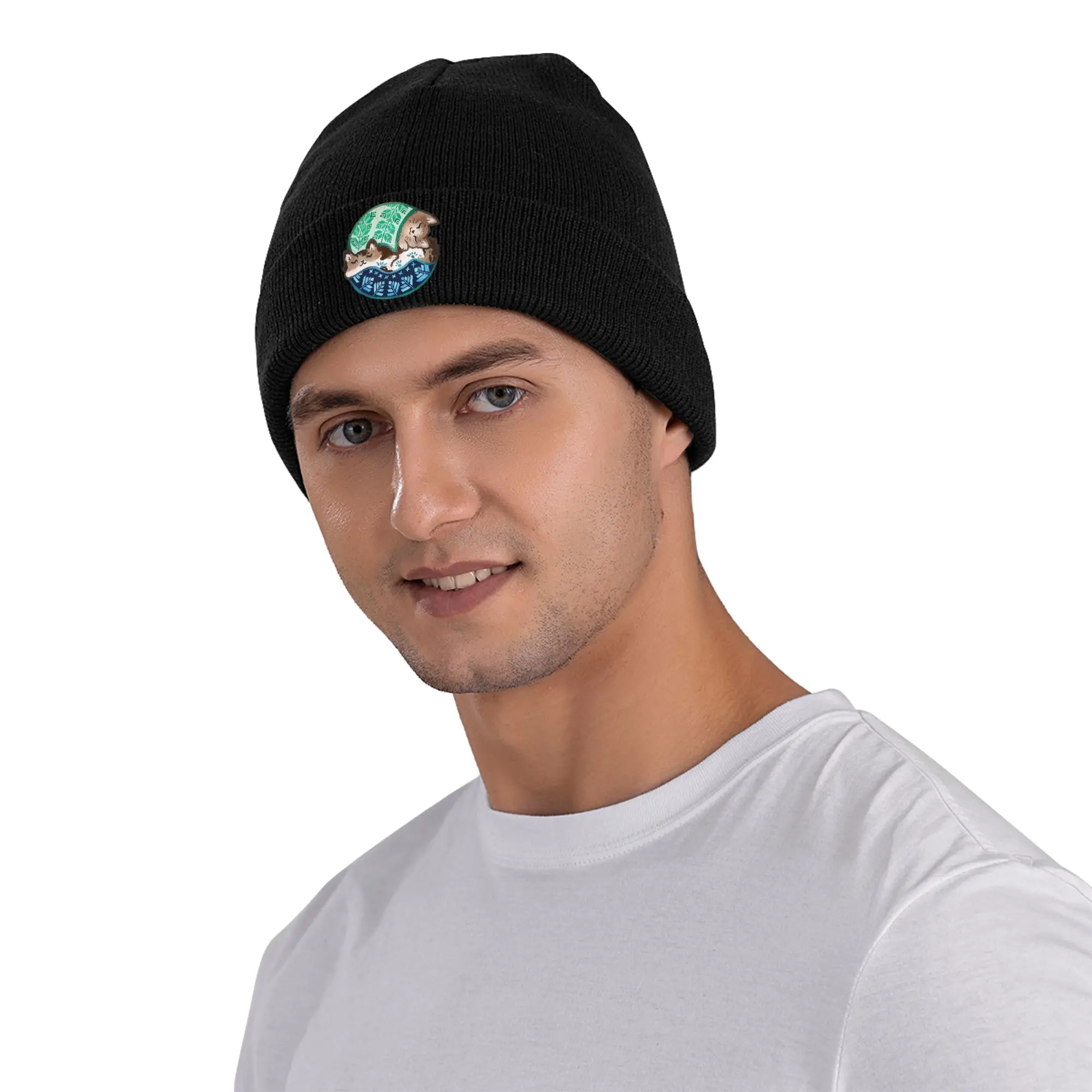 Palestina lindo sombrero de gato Otoño Invierno gorros gorra cálida mujer hombre acrílico Skullcap
