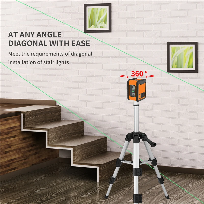 2 Lines Laser Level Self Levelling ( 4 degrees) Green Beam Laser 360 Horizontal & Vertical Cross-Line High-precision Level Tool