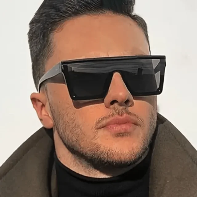 Moda oversized conectado moda óculos feminino unisex proteção solar óculos de sol, óculos ao ar livre