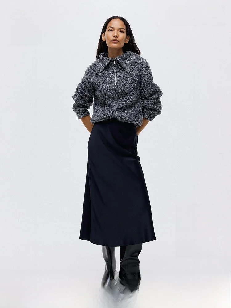 

H&M Весенняя женская юбка А-силуэта средней длины, повседневная, с высокой талией, из полиэстера и вискозы, облегающая, модель Sle 2922