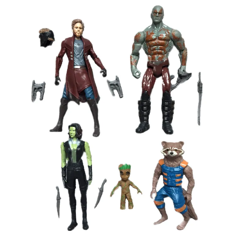 5Pcs/set Guardians of the Galaxy Action Figures Star-Lord Groot Rocket Raccoon Gamora Avengers Models Collection Toys For Kids