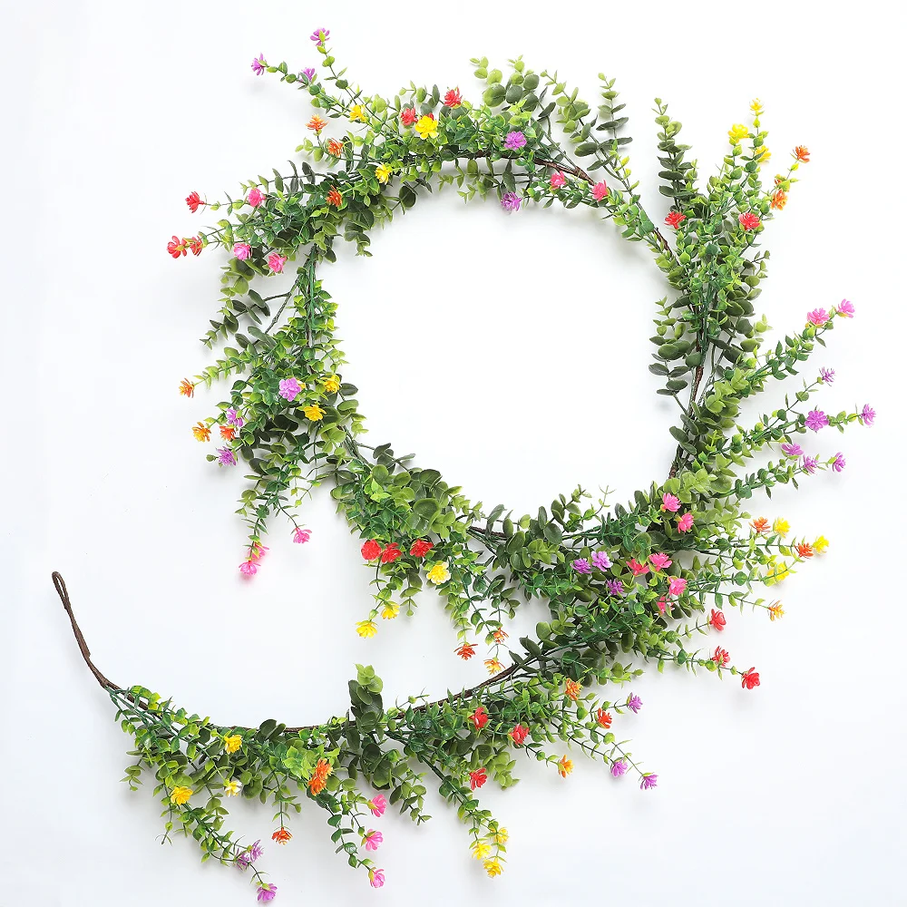 

Красочные искусственные цветы, гирлянда из лозы, гибкие стебли для настенного декора свадебной вечеринки, подвесное растение в помещении и на открытом воздухе, фотофон
