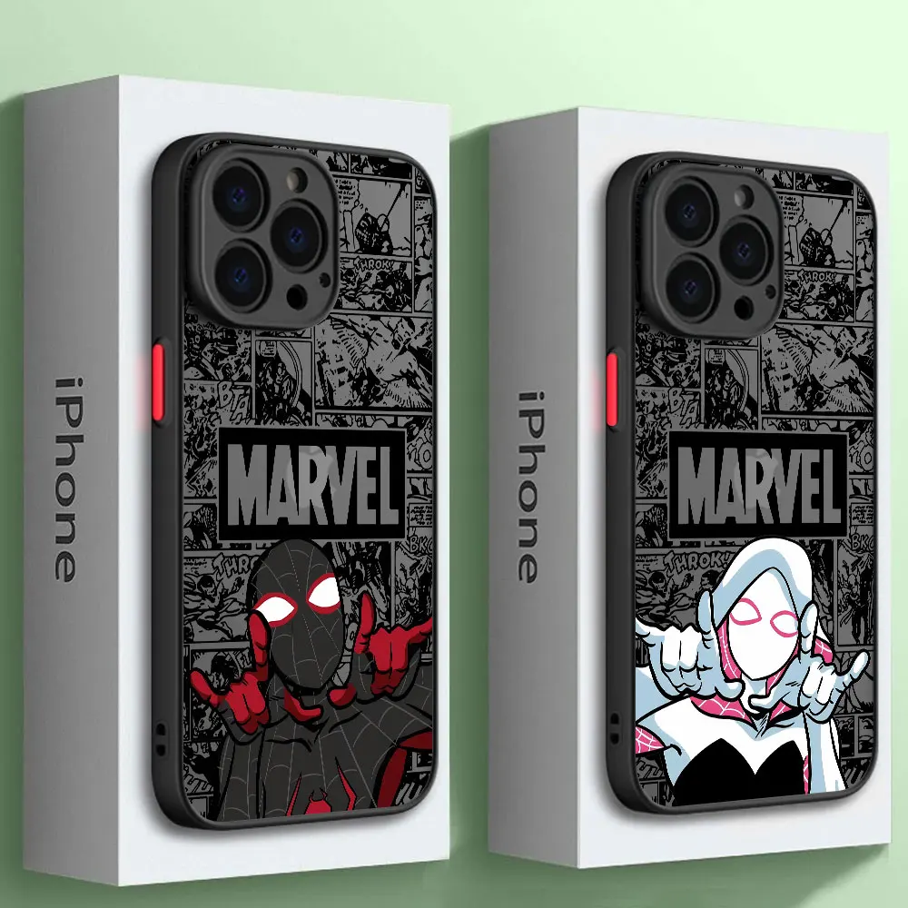 Custodia per telefono per iPhone 13 15 16 Plus 14 15 16 Pro Max XS X 15 Pro XR 11 Pro SE 12 Mini Marvel Cute Spidermans Cartoon Cover