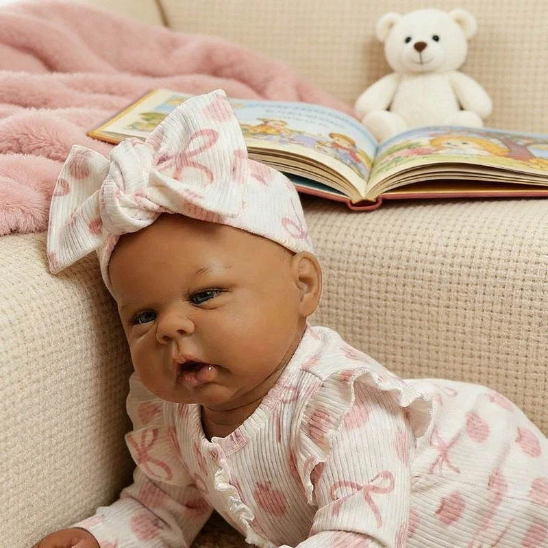 Boneca Reborn de Vinil de 50cm com Corpo de Algodão, Cabelo Pintado, Boneca Bebê Acabada para Presente de Menina