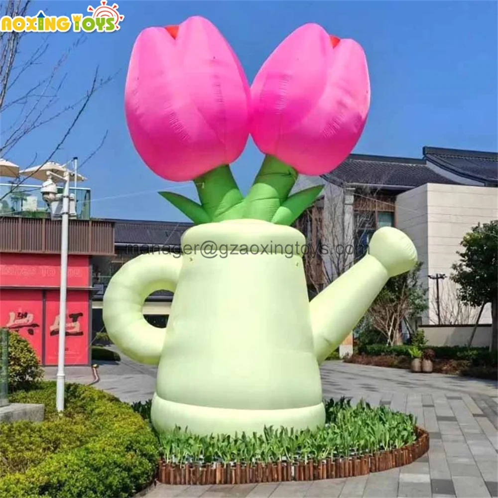 Outdoor Giant Inflatable Pink Tulip Flower Model With Blower For Advertising Decoration Stage Party Events