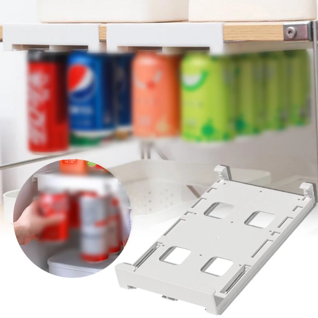 Refrigerator Can Storage Rack Slide Fridge Shelf Organizer Kitchen Double-row Organizing Accessory for Household