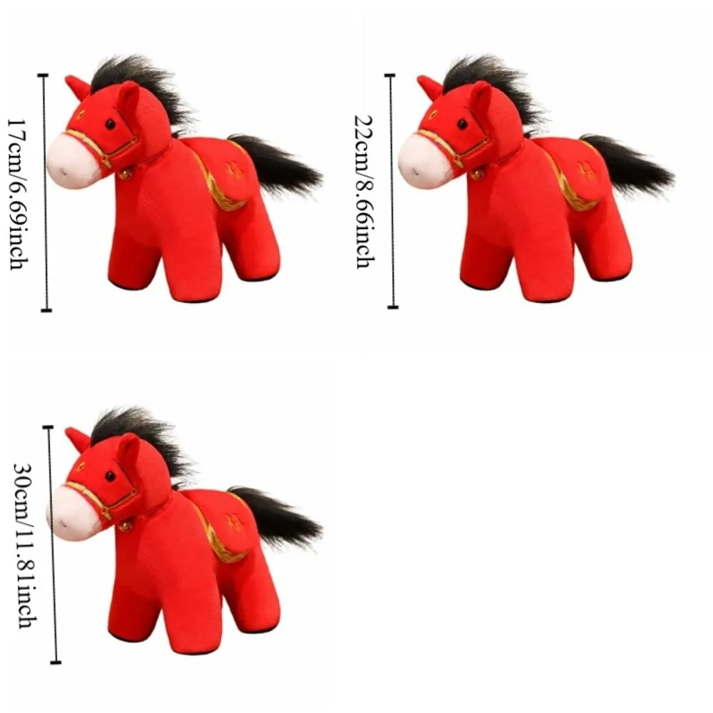 Poupée cheval en peluche Kawaii, Figurine de poney du zodiaque de Style chinois, rempli de coton, jouets animaux en peluche 17/22/30cm, décor festif