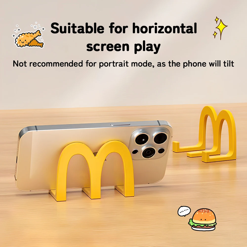 2Pcs Yellow "M" Phone Stand Desktop Ornament Office Watching TV Movies Holder Home Decor for iPhone Samsung - view 6