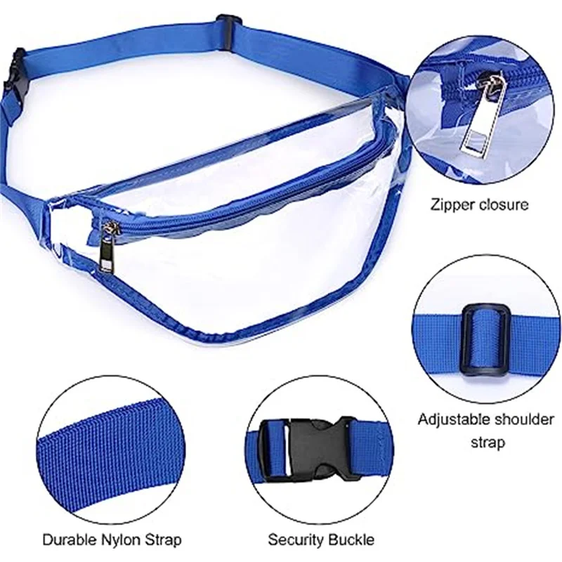 Clear Fanny Pack Clear Bags for Womem Man Sports Waist Pack Stadium Approved Waist Pack Bag Waterproof Zipper Clear Fanny Pack