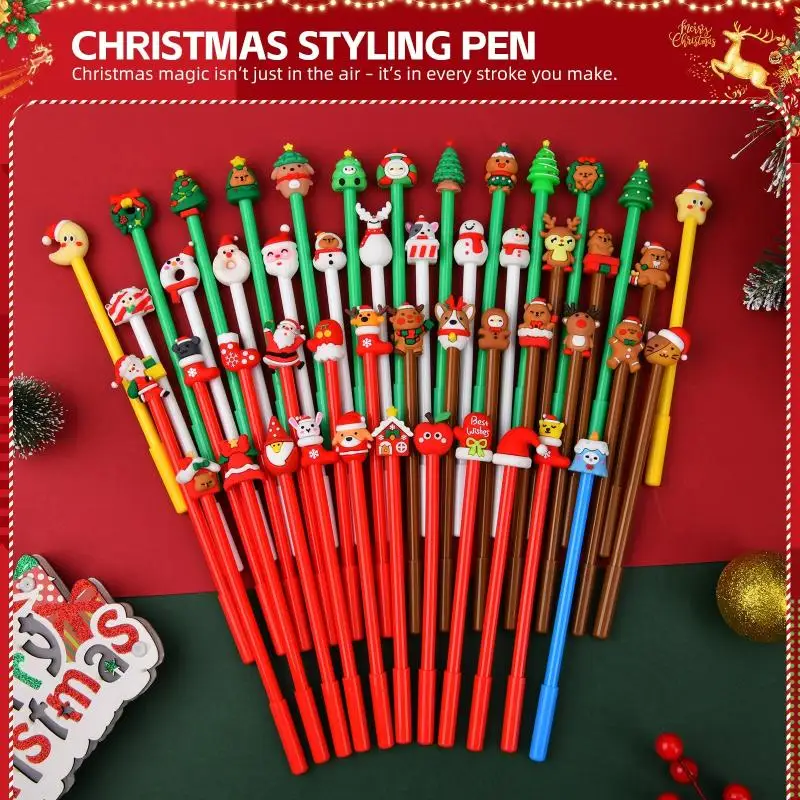 

53Pcs/Lot Cute Cartoon Christmas Series Pens Kawaii Xmas Mini Ballpoint Pen Writing Gel Pen Kids School Stationery