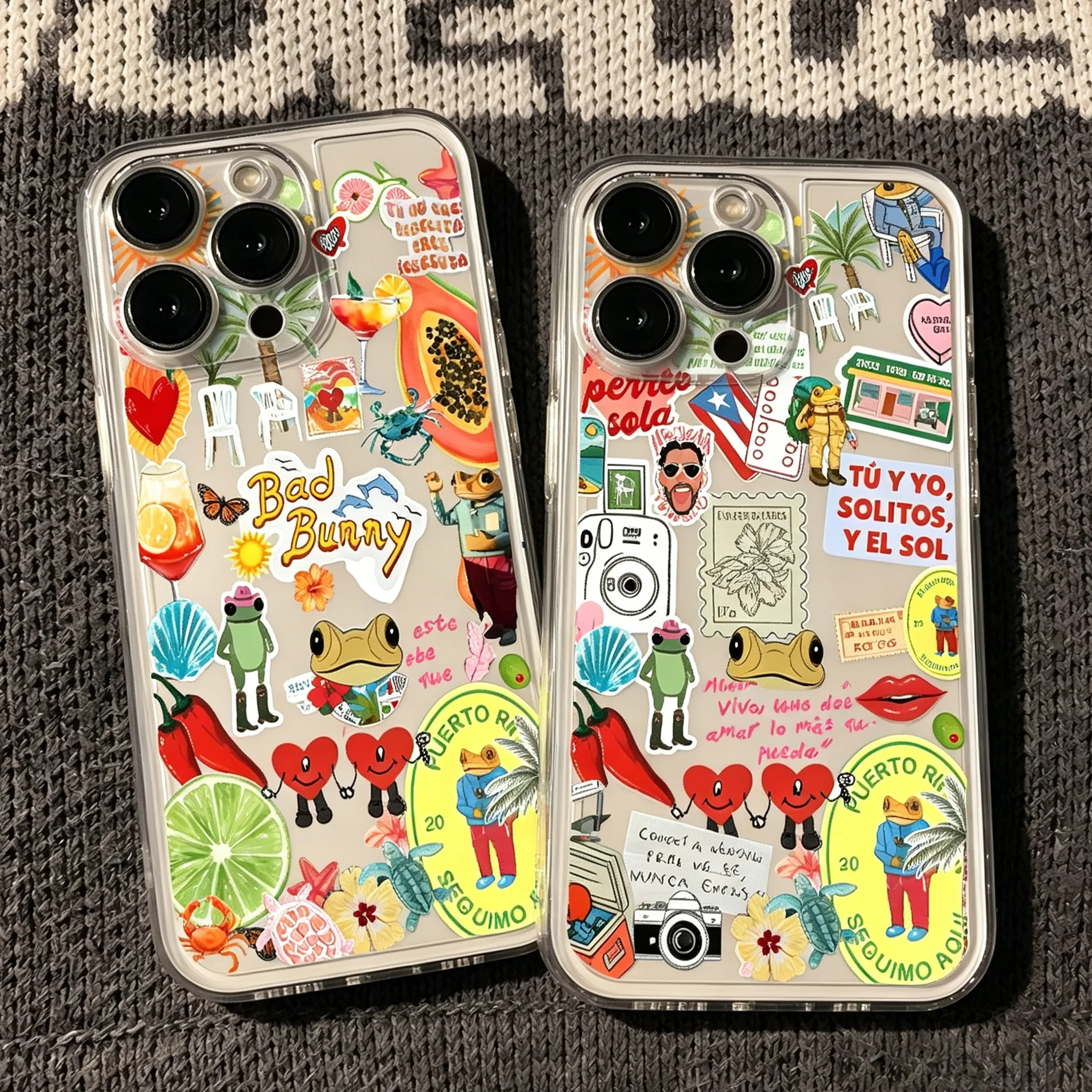 Bad Bunny Kunst-Sticker Handyhülle für iPhone 17e 17 16e 16 15 14 13 12 11 Mini Air Pro Max X XR XSMax 7 Plus Transparent Weich