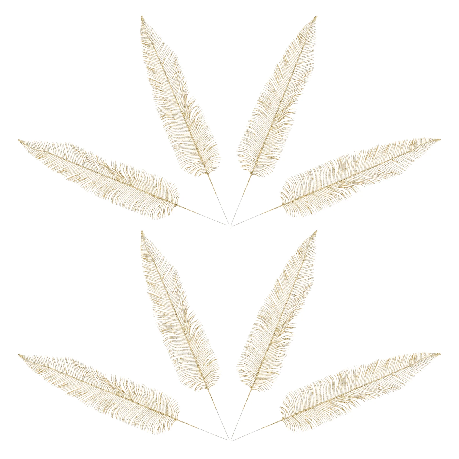 

8 Pcs Simulated Leaves Home Decor Christmas Floral Picks Artificial Glitter Stems Branches Decorations Household