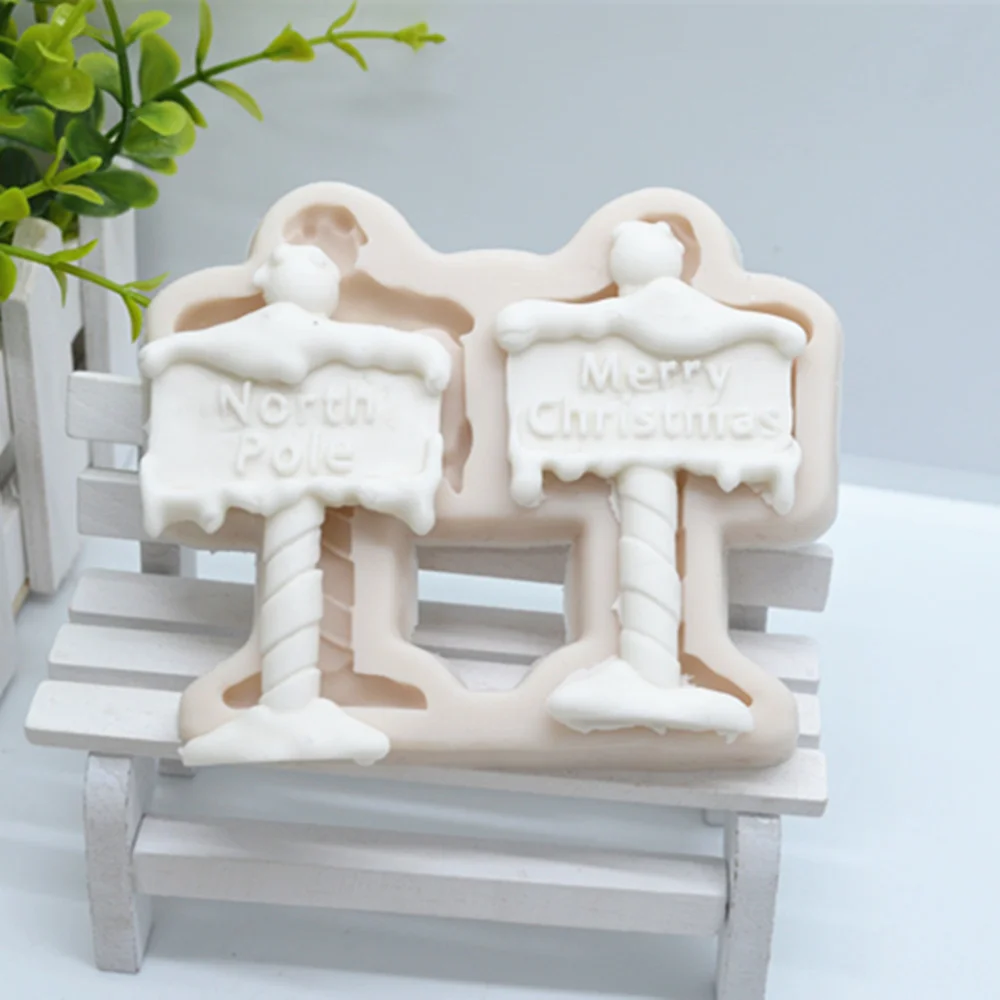 Chocolate Road Sign Silica Gel Christmas Cake Baking Accessories Mold Art Resin Mold Kitchen Manufacturing Mold