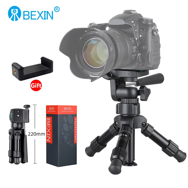 BEXIN Portable Photography Tripod Mini Compact Travel Camera Tripod for DSLR Cameras Mobile Phone Selfie Stand Video Shooting