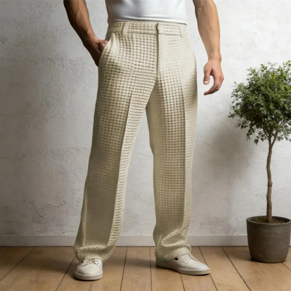 

Мужские брюки из полиэстера, мужские брюки-чинос с поясом, повседневные широкие брюки для офиса, стильный костюм для повседневной носки