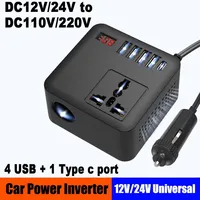150W Car Power Inverter Multifunction Charger Socket PD QC Fast Charger 12V 24V To AC 110V 220V Car Inverter Voltage Transformer