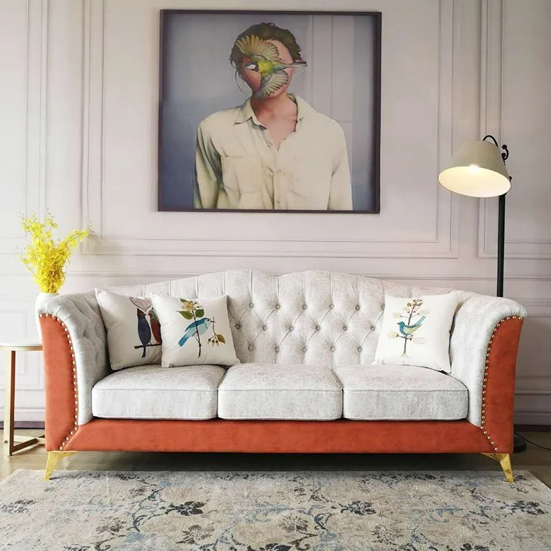 

Furniture high-tech cloth simulation leather art three-person sofa small apartment