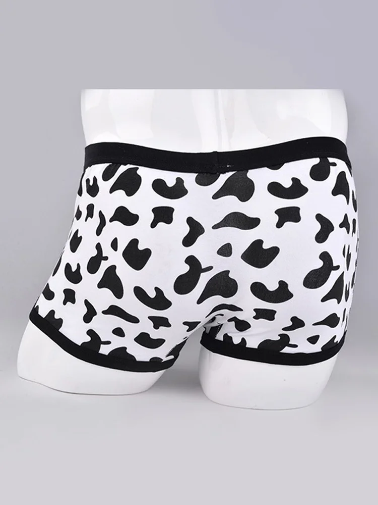 Men's Sports Boxers Underwear Black Underpants Cartoon Cow Printing Ventilate Fashion Fitness Casual Comfortable L XL XXL