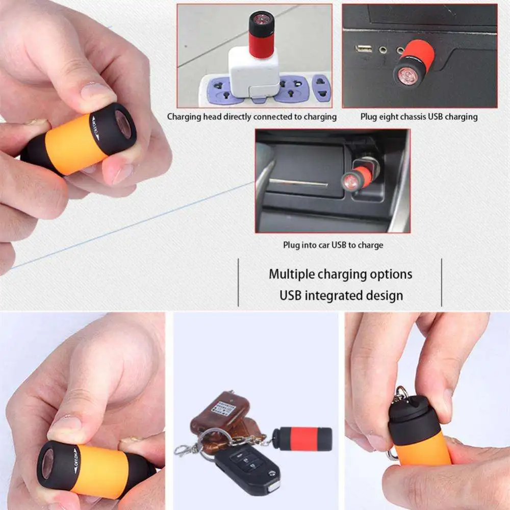 Super bright mini flashlight USB rechargeable pocket keychain small flashlight LED strong light waterproof travel portable