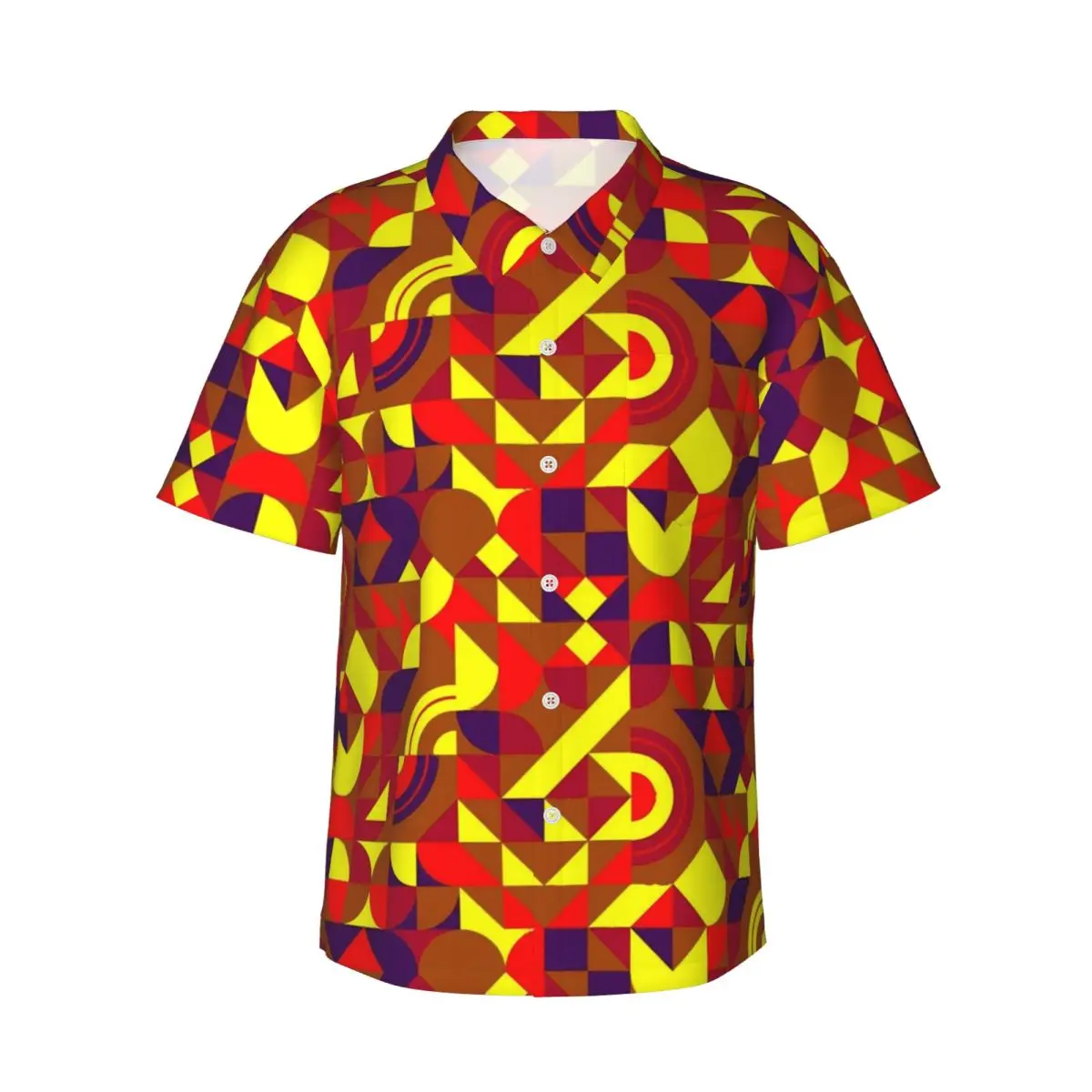 

Красочная рубашка для отпуска с геометрическим принтом, гавайские повседневные рубашки с абстрактным геометрическим рисунком, мужские блузки с короткими рукавами, удобный графический топ